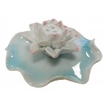Porcelain Lotus Leaf  Dish Incense Holder Hand Carved (11cm)